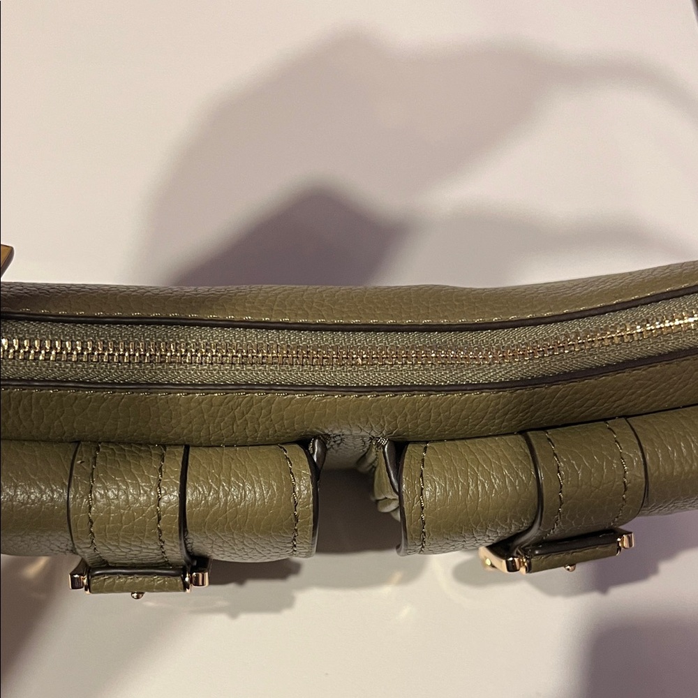 Michael Kors Olive Leather Shoulder Bag with Buckle Detail - Picture 4 of 5